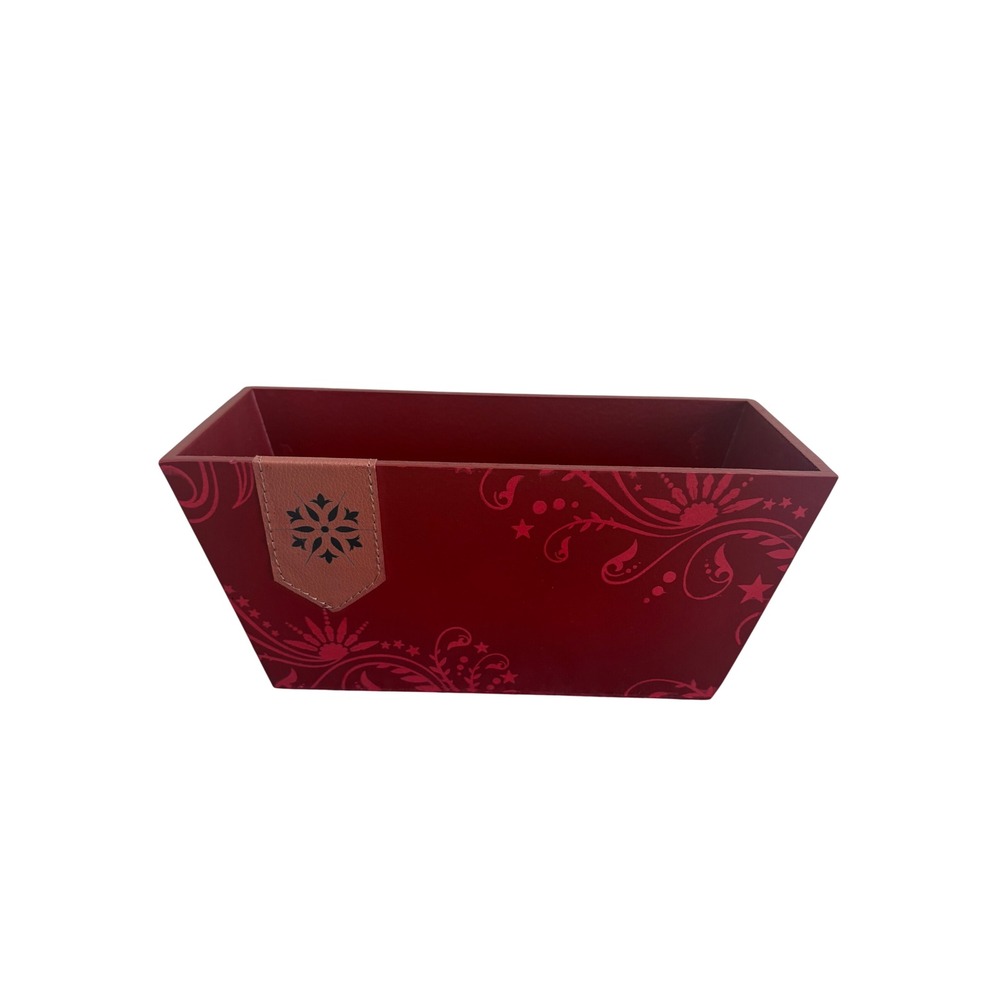 Wooden Rectangular Red Christmas Holiday Gift Box Tray Box Planter 12" X 5" X 5"